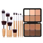 Professional Makeup Cream Contour Palette,  12 Colours Concearler Full Coverage & Makeup Brush Set Contour Concearler Palette Contouring Face Make Up Gift for Women Girls
