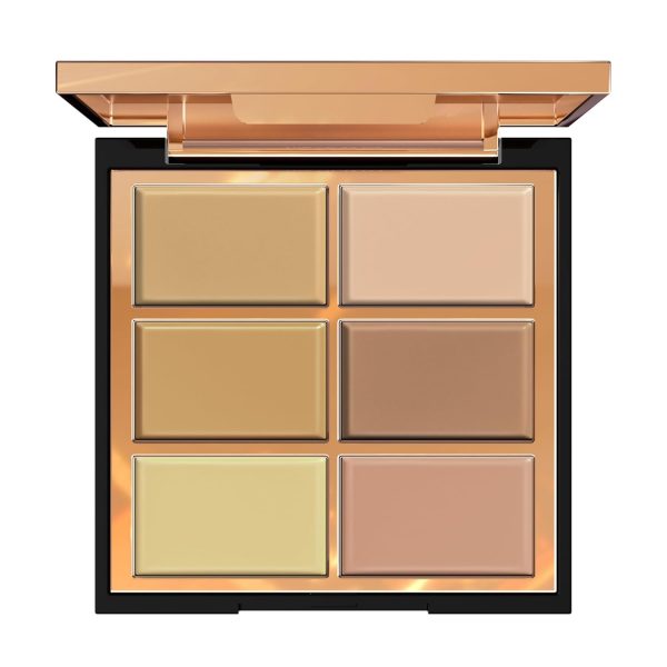 6 Colors Cream Concealer Palette, Full Coverage & Long Lasting Colors Corrector Palette for Dark Circles, Redness, Acne with Natural Finish Cream Foundation Palette, 01 Light Shade